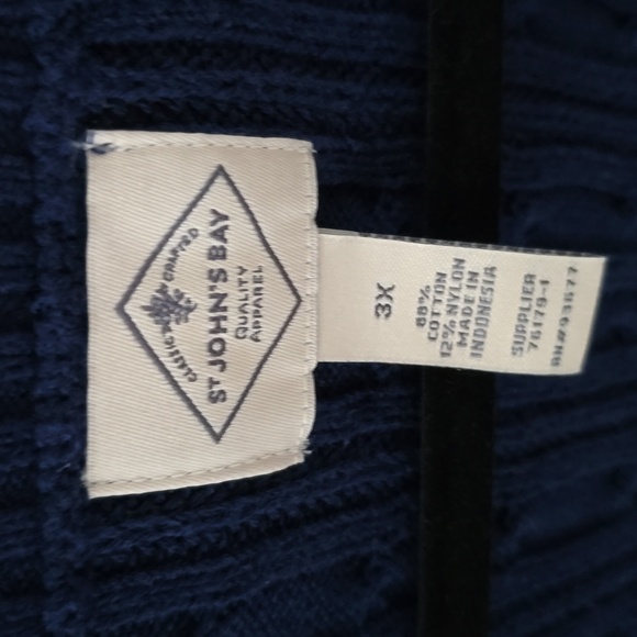 ST. JOHN'S BAY WOMENS PLUS SIZE BLUE CLASSIC V-NECK CABLE SWEATER SIZE 3X - Picture 3 of 12